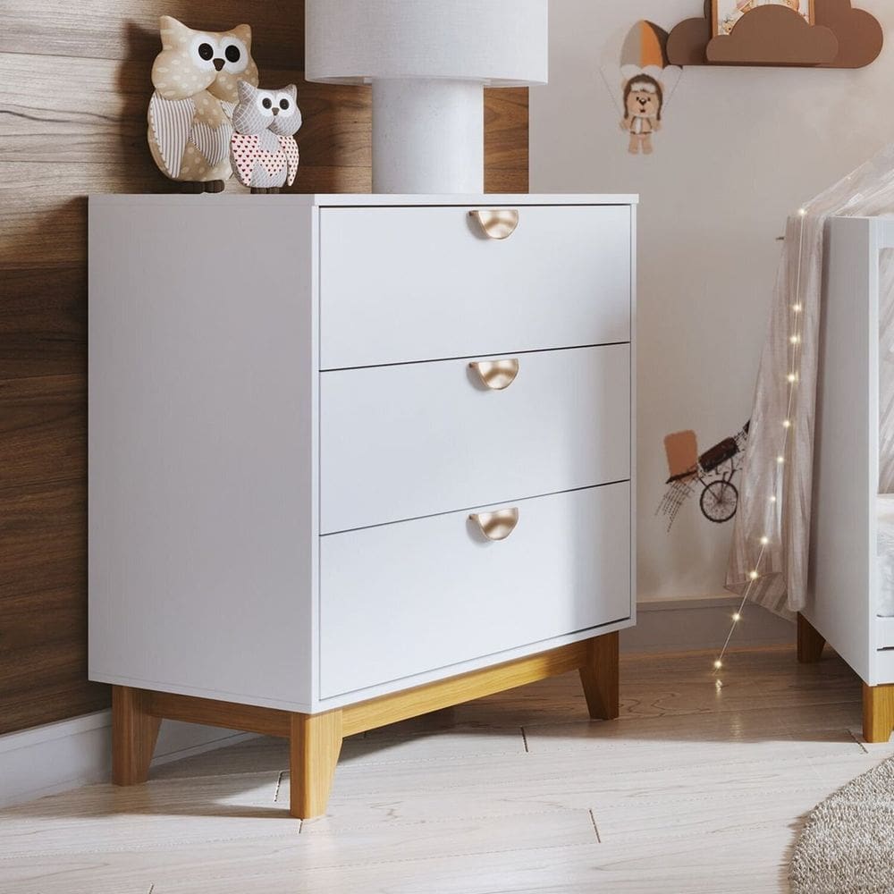 Móveis para Quarto Cômoda 3 Gavetas Magia Branco