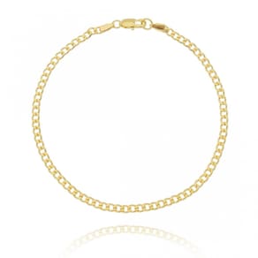 Pulseira Masculina Fina Elo Groumet Folheado Em Ouro 18K