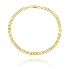 Pulseira Masculina Groumet Elo Duplo Folheado Em Ouro 18K