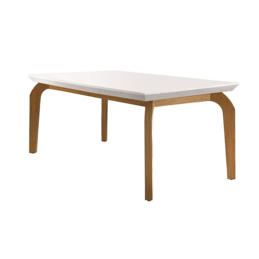 Mesa de Sala Jantar Londrina 180cm Mdf Canto Reto Imbuia/Off White - Rufato