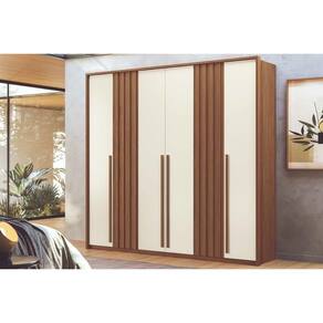 Guarda Roupa Casal 6 Portas e 4 Gavetas Coimbra Jatoba/Areia - Santos Andirá