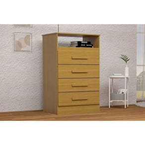 Cômoda de Quarto Jéssica c/ 1 Nicho e 4 Gavetas Flex Cinamomo/Cinamomo ou Off White - ACP