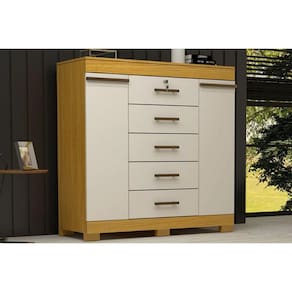 Cômoda de Quarto 2 Portas e 5 Gavetas Diana Cinamomo/Off White - ACP