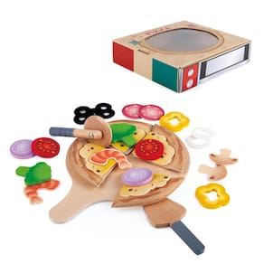 Pizza Playset Hape Perfect Pizza Wooden 29 peças para crianças com mais de 3 anos