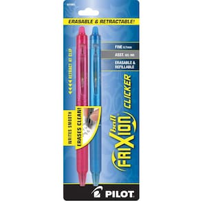 Canetas de tinta gel PILOT FriXion Clicker Fine Point, pacote com 2