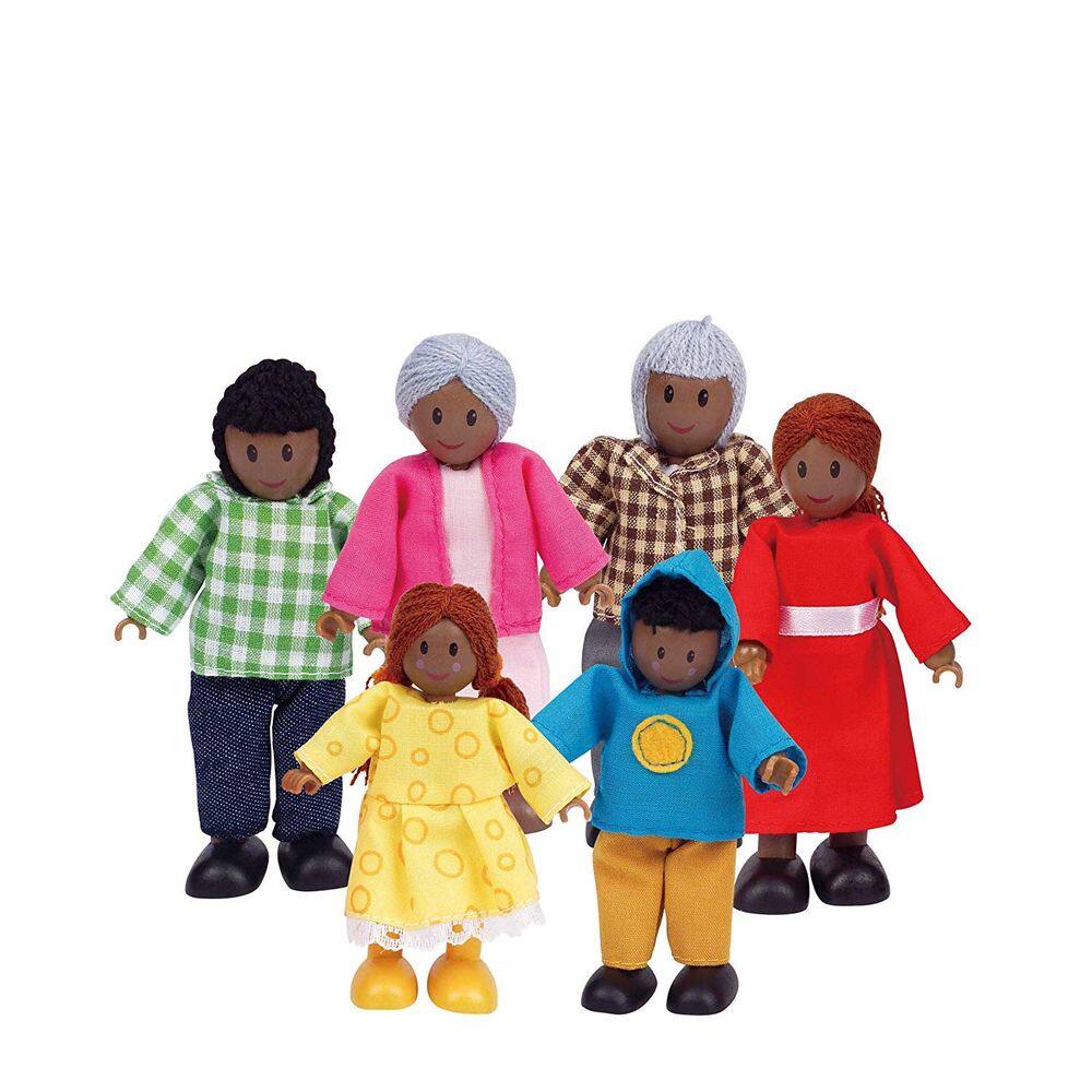 Conjunto Dollhouse Family Set Hape Afro-American Wooden, 6 figuras