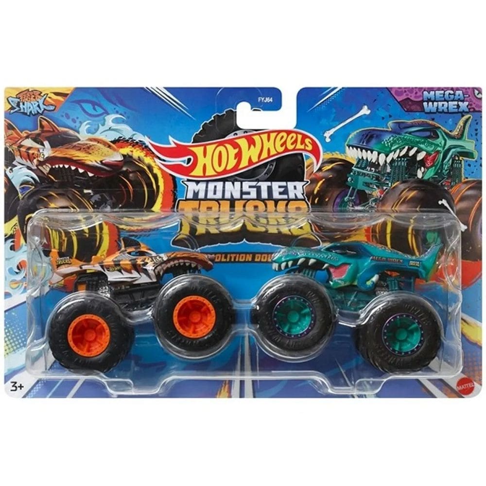 Carrinho HOT Wheels Monster TRUCK Tiger SHARK X Mega WREX Mattel FYJ64