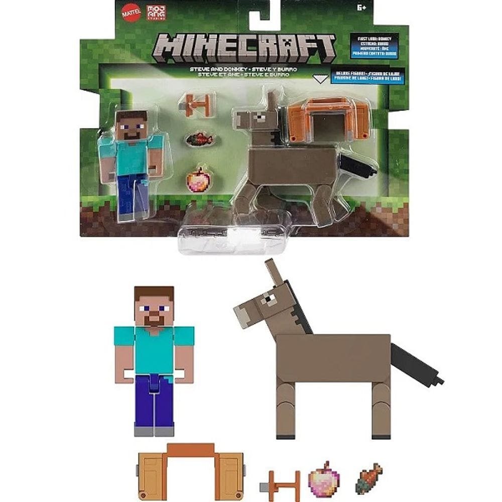 Minecraft Legends Steve e Burro Mattel GTT53