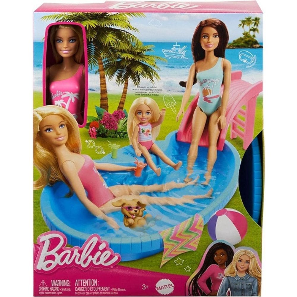 Barbie Estate Piscina GLAM com Boneca Loira Mattel HRJ74
