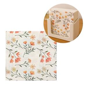 Guardanapo Estampado Branco Floral Folhas Duplas 33cm 20 Folhas - Tuut