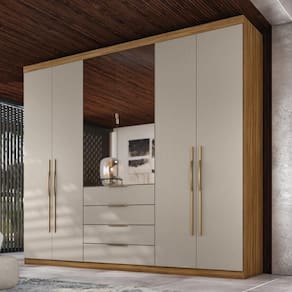Guarda-Roupa Casal com Espelhos 6 Portas 4 Gavetas 262,2cm Multimóveis CR35284