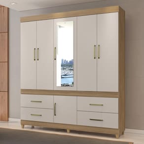 Guarda-Roupa Casal com Espelho 6 Portas 4 Gavetas 192cm Multimóveis CR35285
