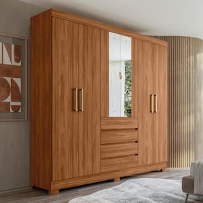 Guarda-Roupa Casal MDF com Espelhos 6 Portas 4 Gavetas 201cm Multimóveis CR35289
