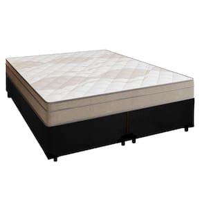 Cama Box Casal Bipartido Suede + Colchão De Molas Ensacadas Portobel Ipanema - 138x188x65cm Preto