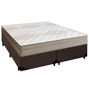 Cama Box Casal Bipartido Sintético + Colchão De Molas Ensacadas Portobel Ipanema - 138x188x65cm Marrom