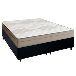 Cama Box Casal Bipartido Sintético + Colchão De Molas Ensacadas Portobel Ipanema - 138x188x65cm Preto