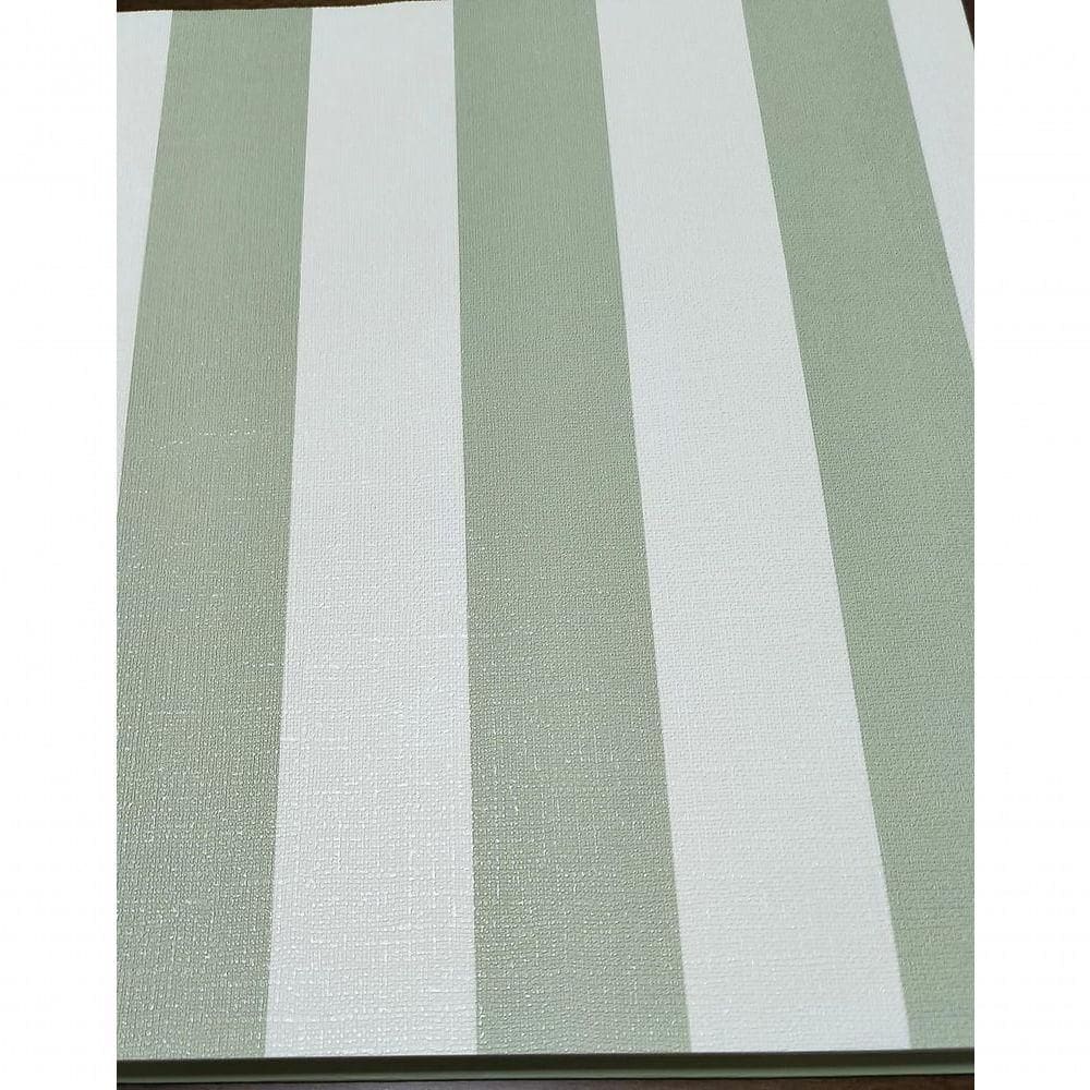 Papel De Parede Infantil Vinílico- Listrado Vichi Verde Oliva Revoada 4401 Bobinex.