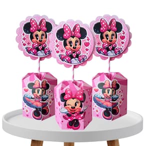 10 Centro de mesa Decorativo Minnie Rosa Para Aniversário