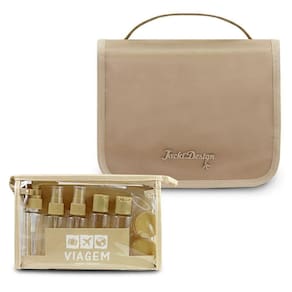 Kit Necessaire C- Gancho E Frascos P- Viagem Premium Bege