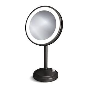 Espelho Aumento 5x Luz Led E6590 Preto Fosco Italy Line