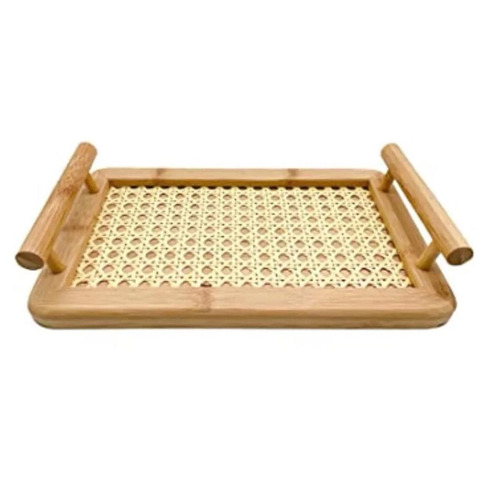 Bandeja Retangular Mimo Style Bambu Palhinha 35x20 cm com Alça