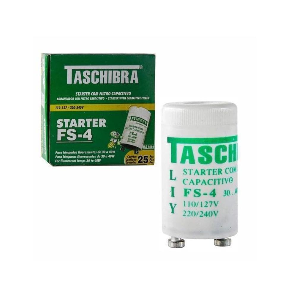 Starter Fs-4 C/Capacitor 30-40W 110-240V Taschibra Cx 25 Pcs