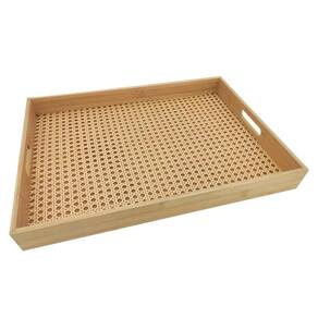 Bandeja Retangular Mimo Style Bambu Palhinha 39x28 cm