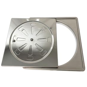 Kit Porta Grelha + Ralo Abre Fecha 10X10 Inox 304 Caixilho