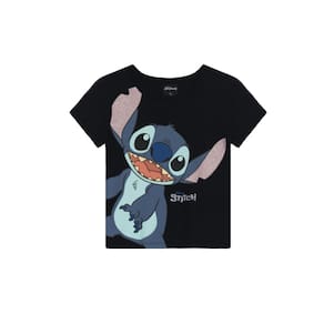 Blusa infantil menina brilhante do Stitch Brandili Preto
