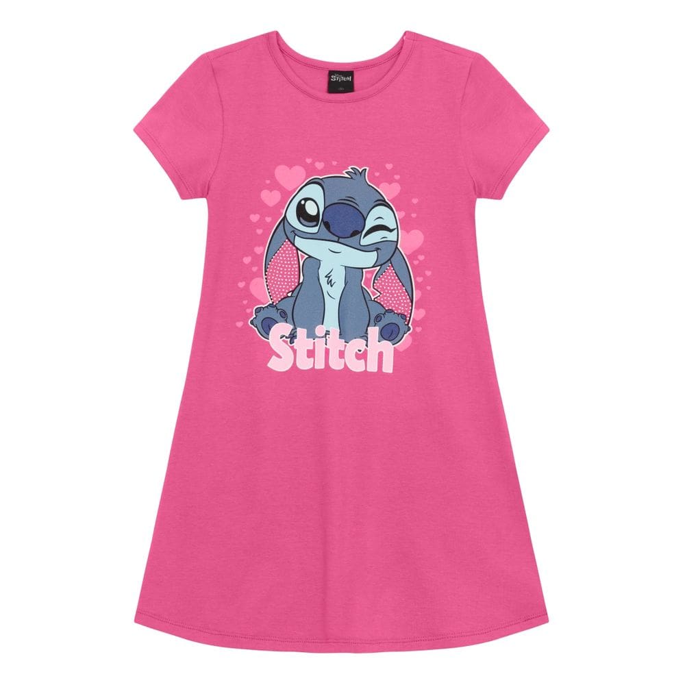 Vestido infantil menina do Stitch Brandili Rosa