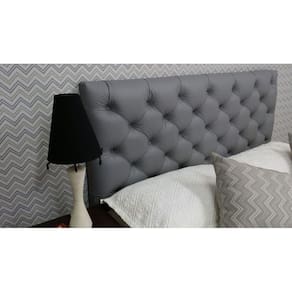 Cabeceira Solteirão King 96 - Bello Box - Estilo Capitonê Tecido Sintético Cinza Sem Strass