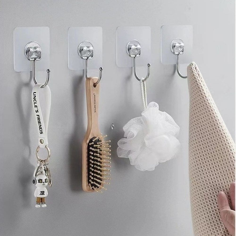Kit Ganchos Transparente Adesivos Colante Para Paredes De Banheiro,Cozinha, Quartos e Casas