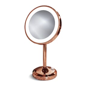 Espelho Aumento 5x Luz Led E6590 Red Gold Italy Line