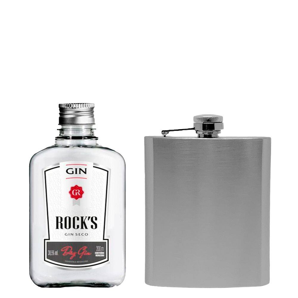 Kit Cantil em Inox com Gin Seco Rock`s 200ml