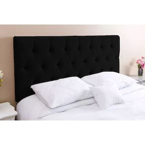 Cabeceira Solteiro 88 - Bello Box - Estilo Capitonê Suede Preto Sem Strass