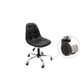 Cadeira Home Office Eames Botone Rodinha Para Piso Laminado