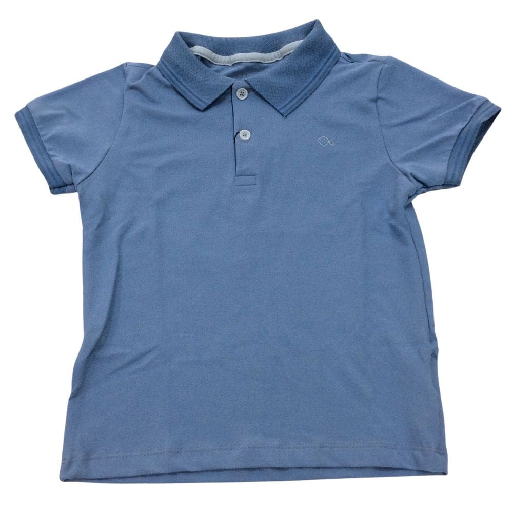 Camiseta Polo infantil masc Ogochi Azul Verde e Bege