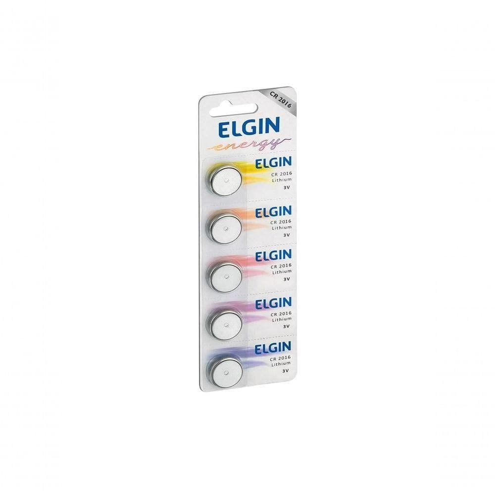 Bateria Lithium Elgin Cr2016 Botao 3v Blister Com 5 Unidades