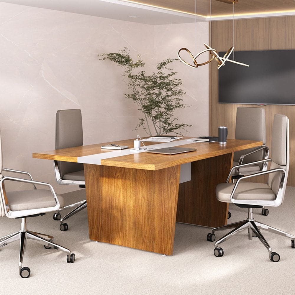 Mesa De Reunião Modular Y37 - Freijó/Branco 6375