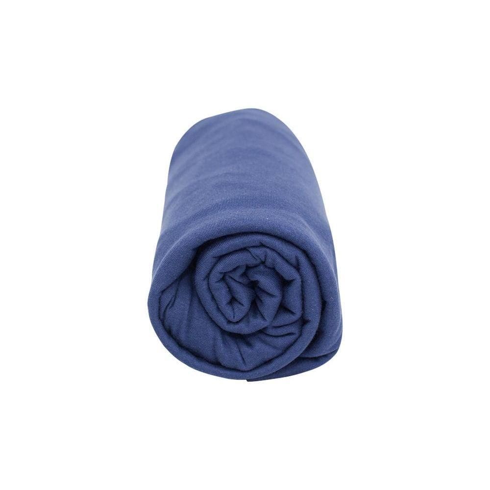 Lençol De Malha Solteiro Com Elástico 100% Algodão - Linha Casa - Azul