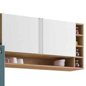 Armário Aéreo Vanessa 2 Portas 105 Cm Amendoa Branco Ajl