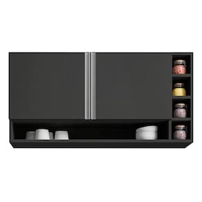 Armário Aéreo Vanessa 2 Portas 105 Cm Cinza Ajl