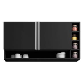 Armário Aéreo Vanessa 2 Portas 105 Cm Preto Ajl