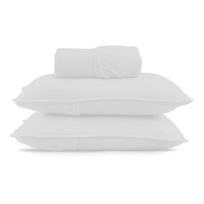 Jogo De Cama Casal Malha Lisa Com Elástico 100% Algodão - Linha Casa - Branco