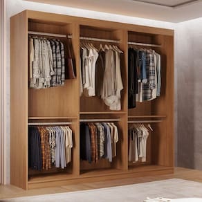Guarda Roupa Closet Light Com 3 Prateleiras Moderna Imbuia