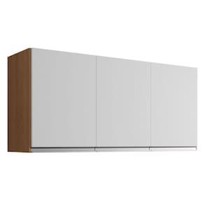 Armário Aéreo Andréia 120 Cm 3 Portas Amendoa Branco Ajl