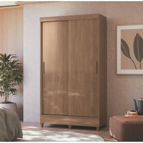 Guarda Roupa 1,06 m 2 Portas Correr com Pés Santos Andira Fit Jequitiba / Jequitiba