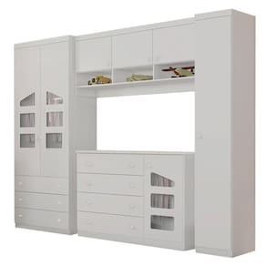 Quarto Modulado Infantil Eloisa 3 Portas, Ponte Aérea E Cômoda Branco - Phoenix Baby Branco