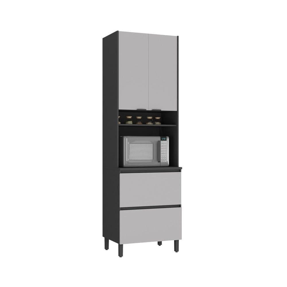 Paneleiro 3 Portas 1 Gaveta Nicho Forno 100% Mdf Lumina - Itatiaia Grafite-fendi