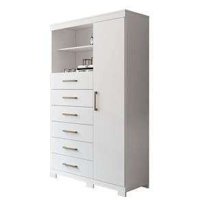 Multi-cômoda Marabá 1 Porta E 6 Gavetas Branco Com Pés - Santos Andirá Branco